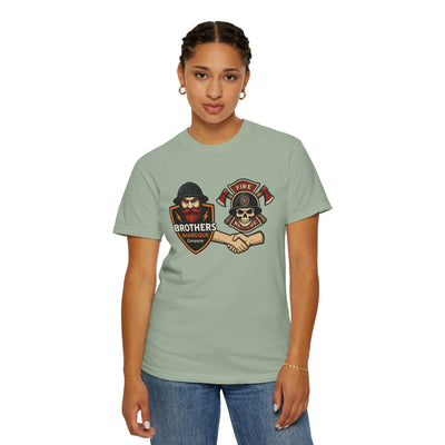 Brotherhood BBQ Humor T-Shirt, Unisex Casual Tee, Firefighter Appreciation, Friendship Gift, BBQ Lovers Shirt, Unique Graphic Tee