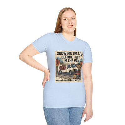 Funny BBQ Unisex T-Shirt - Show Me the Beef, Grilling Gift, Summer BBQ, Foodie Humor, Casual Wear