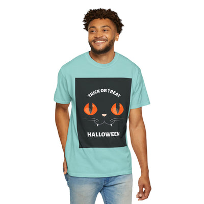 Halloween Cat T-Shirt, Unisex Trick or Treat Tee, Spooky Season Apparel, Cute Halloween Gift, Fall Festival Shirt, Cat Lover T-Shirt