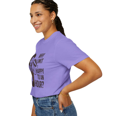 Why limit happy hour to an hour t-shirt, Chic Humor T-Shirt, Funny Shirt, Gift for Her, Casual Wear, Unisex Tee, Celebration Apparel