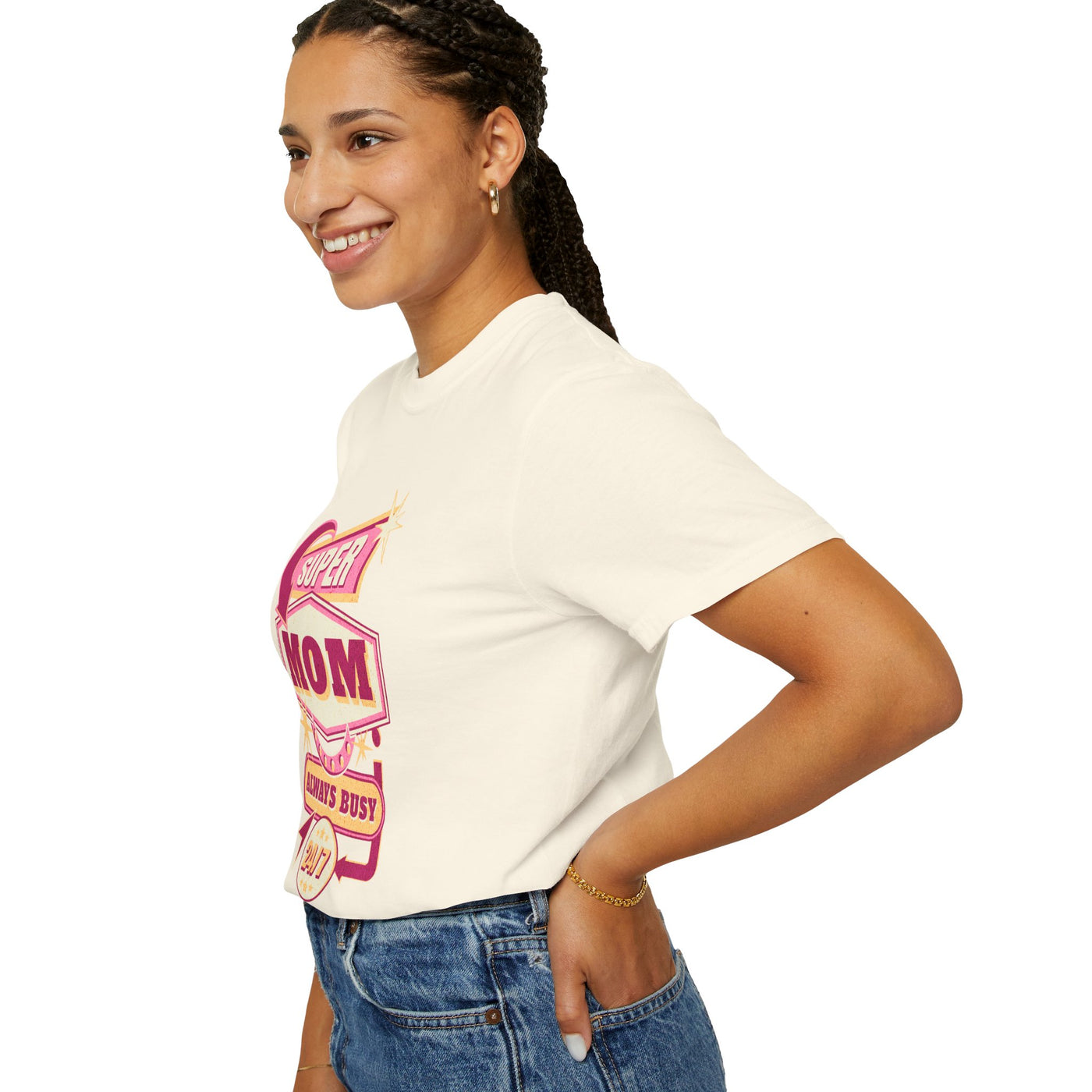 Super Mom Garment-Dyed T-Shirt, Mother's Day Gift, Funny Mom Tee, Busy Mom Apparel, Casual T-Shirt for Moms