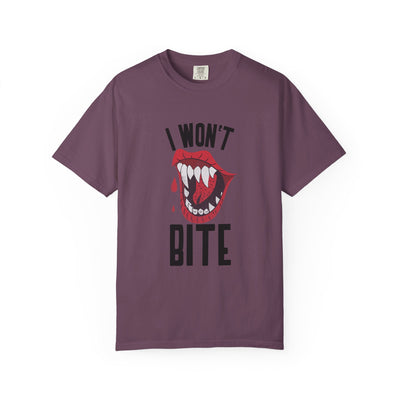 Fun Unisex 'I Won't Bite' T-Shirt for Halloween, Casual Wear, Graphic Tee, Gift for Friends, Statement Shirt