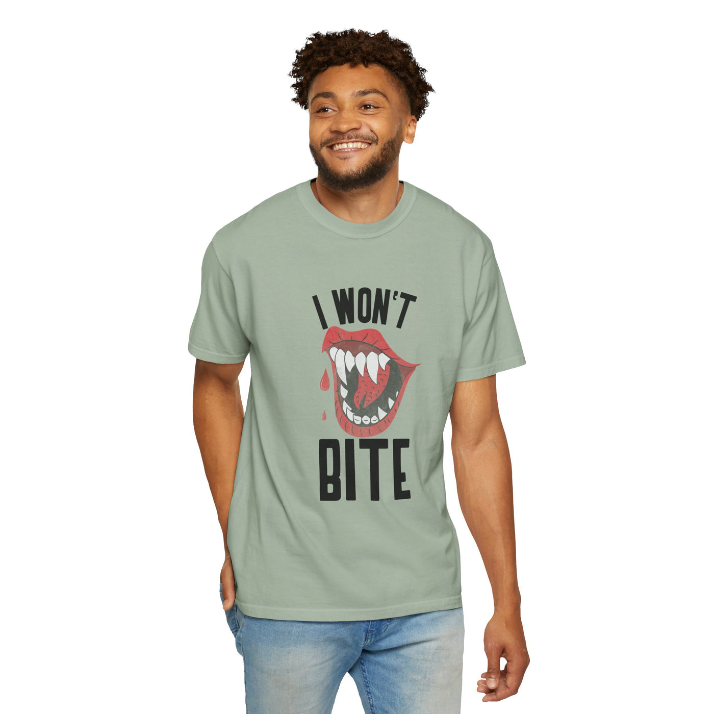 Fun Unisex 'I Won't Bite' T-Shirt for Halloween, Casual Wear, Graphic Tee, Gift for Friends, Statement Shirt