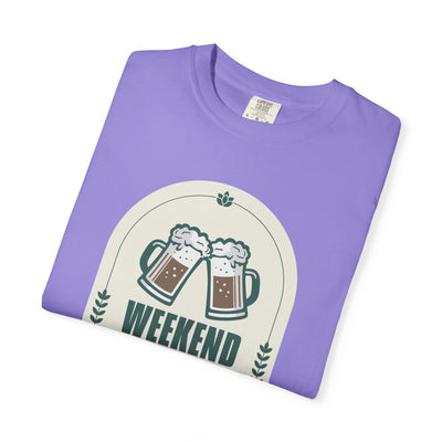 Weekend Forecast Beer T-Shirt | Unisex Garment-Dyed Tee for Beer Lovers, Perfect for Parties, Birthdays, and Casual Wear