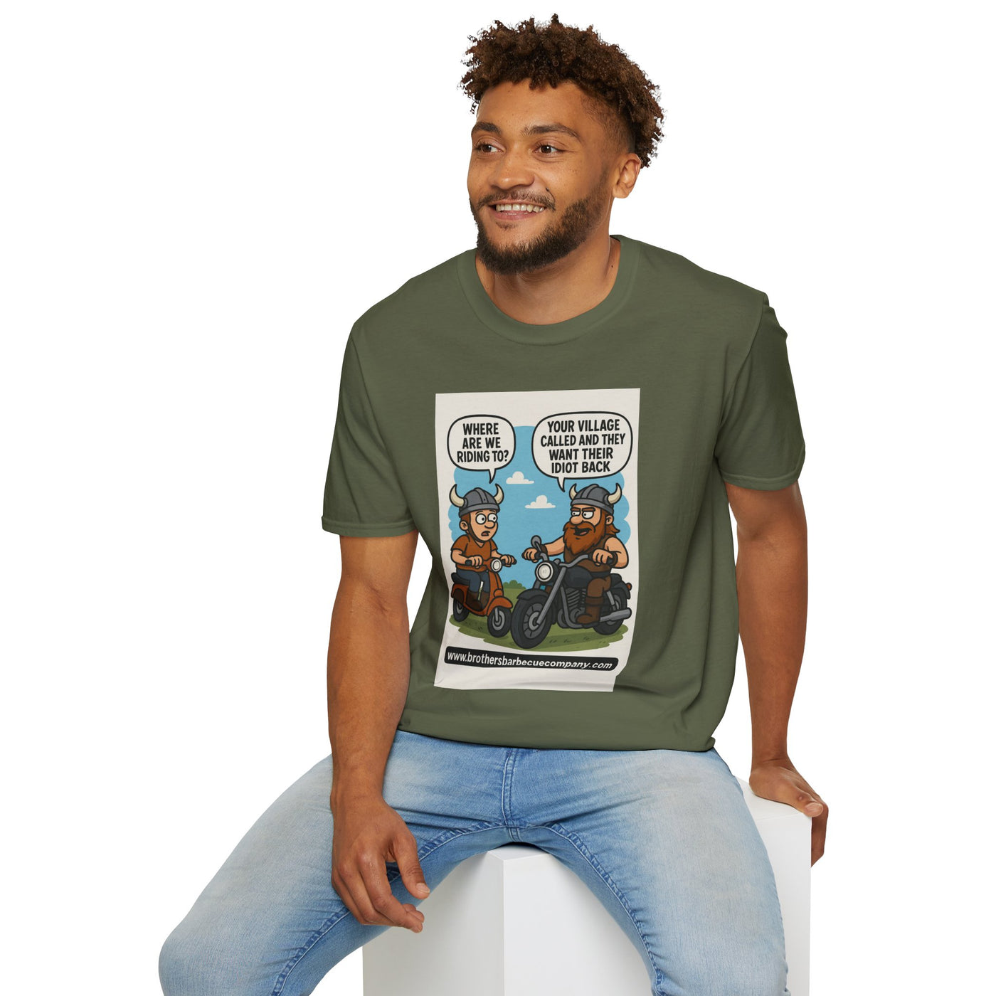 Funny Viking Bikers BBQ T-Shirt, Unisex Softstyle Tee, Gift for Grill Lovers, Casual Wear, Humor Shirt, Summer BBQ Party