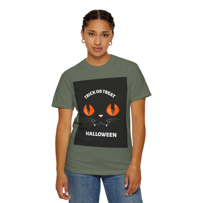 Halloween Cat T-Shirt, Unisex Trick or Treat Tee, Spooky Season Apparel, Cute Halloween Gift, Fall Festival Shirt, Cat Lover T-Shirt