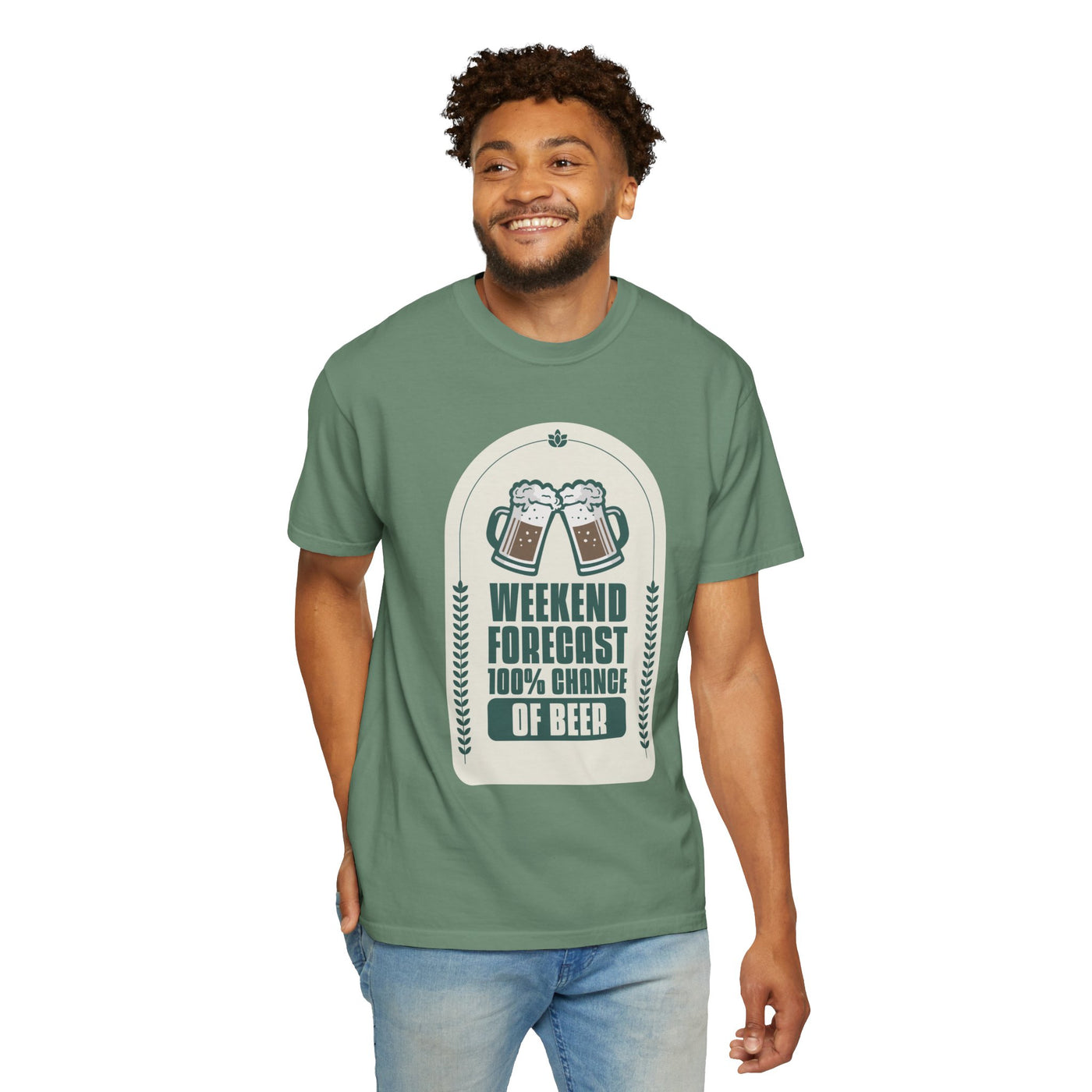 Weekend Forecast Beer T-Shirt | Unisex Garment-Dyed Tee for Beer Lovers, Perfect for Parties, Birthdays, and Casual Wear