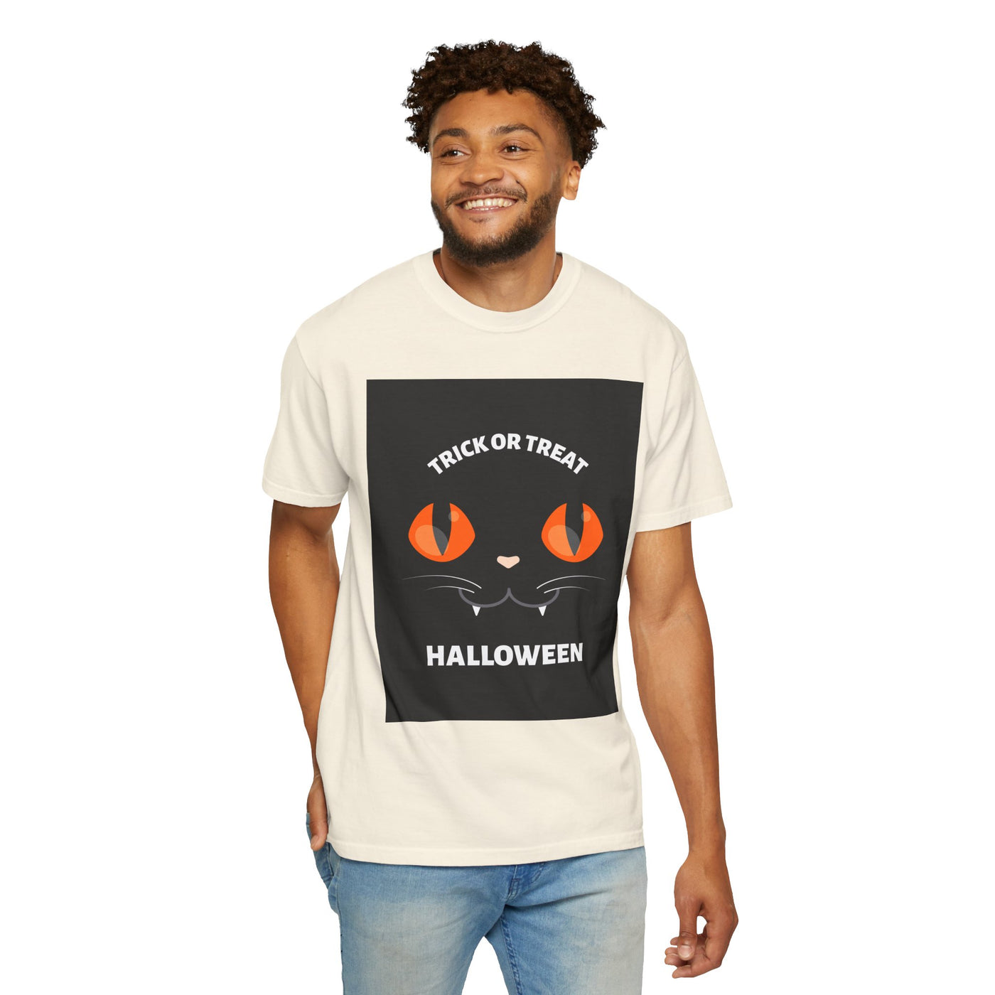 Halloween Cat T-Shirt, Unisex Trick or Treat Tee, Spooky Season Apparel, Cute Halloween Gift, Fall Festival Shirt, Cat Lover T-Shirt