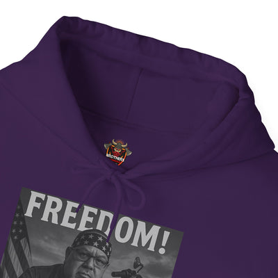 Freedom & Barbeque Unisex Heavy Blend™ Hooded Sweatshirt, Cozy Pullover, Gift for BBQ Lovers, Casual Wear, Freedom Theme, Outdoor Events