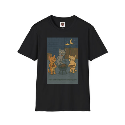 Cute Animal Campfire T-Shirt, Cozy Cat T-Shirt, Gifts for Cat Lovers, Unisex Softstyle Tee, Perfect for Camping or Outdoor Fun