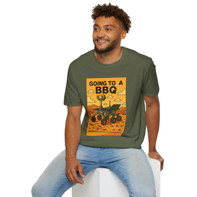 BBQ Rover Unisex Softstyle T-Shirt | Fun BBQ Shirt, Space Enthusiast Gift, Summer Picnic Wear, Mars Rover Shirt, Unique Graphic Tee