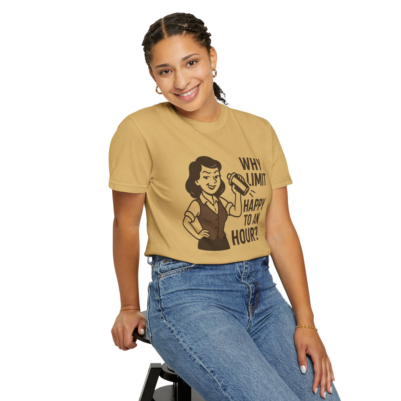 Why limit happy hour to an hour t-shirt, Chic Humor T-Shirt, Funny Shirt, Gift for Her, Casual Wear, Unisex Tee, Celebration Apparel