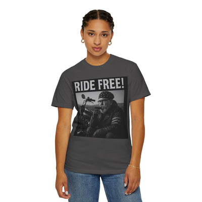 Unisex Motorcycle T-Shirt, Ride Free Tee, Casual Graphic Top, Gifts for Bikers, Brotherhood Apparel, Barbeque Party Shirt