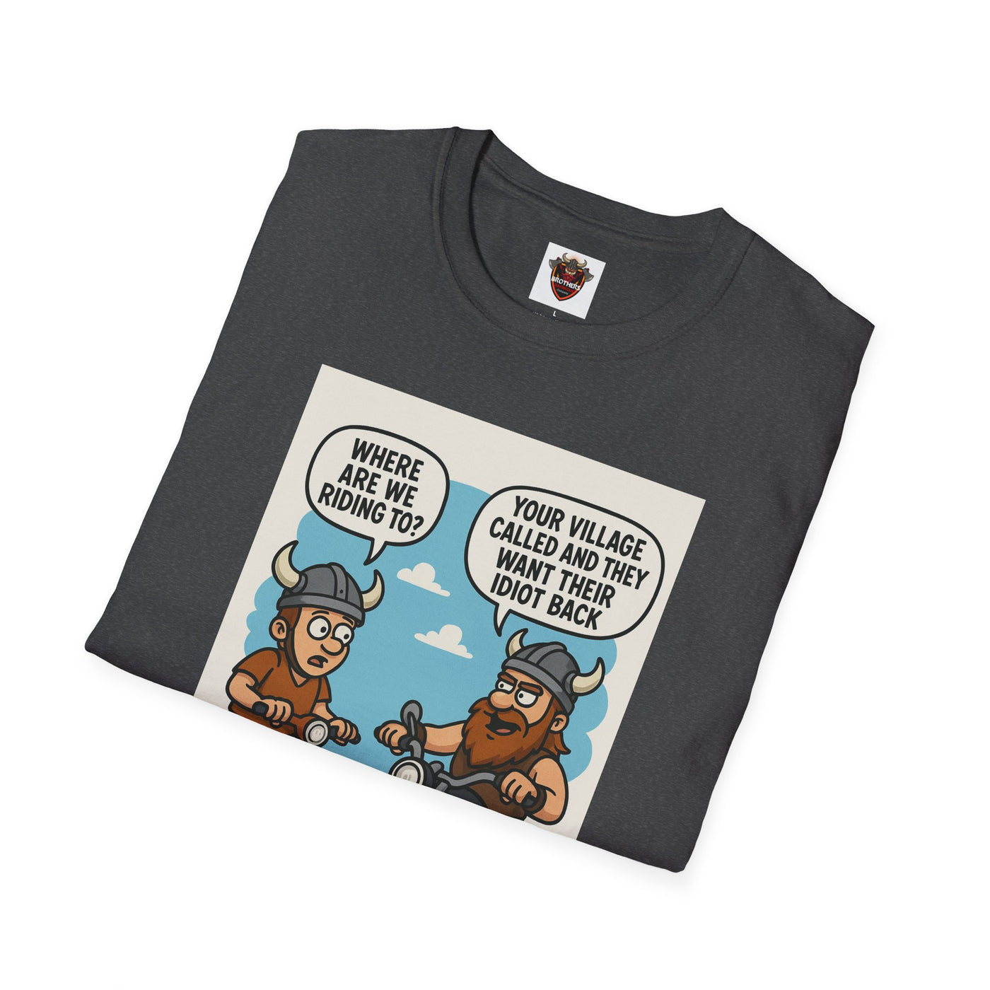 Funny Viking Bikers BBQ T-Shirt, Unisex Softstyle Tee, Gift for Grill Lovers, Casual Wear, Humor Shirt, Summer BBQ Party