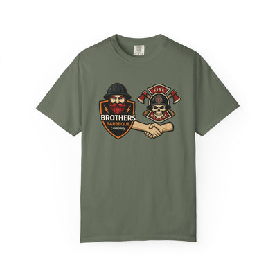 Brotherhood BBQ Humor T-Shirt, Unisex Casual Tee, Firefighter Appreciation, Friendship Gift, BBQ Lovers Shirt, Unique Graphic Tee