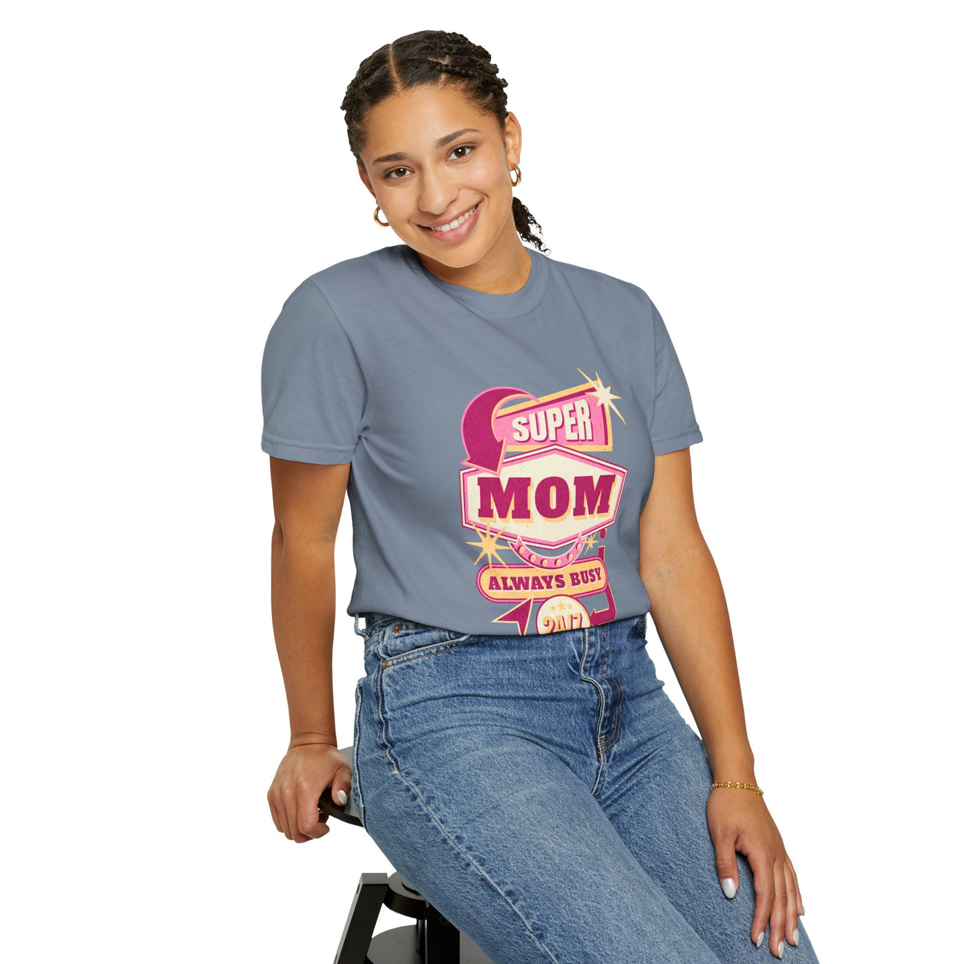 Super Mom Garment-Dyed T-Shirt, Mother's Day Gift, Funny Mom Tee, Busy Mom Apparel, Casual T-Shirt for Moms