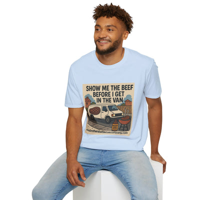 Funny BBQ Unisex T-Shirt - Show Me the Beef, Grilling Gift, Summer BBQ, Foodie Humor, Casual Wear