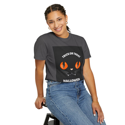 Halloween Cat T-Shirt, Unisex Trick or Treat Tee, Spooky Season Apparel, Cute Halloween Gift, Fall Festival Shirt, Cat Lover T-Shirt