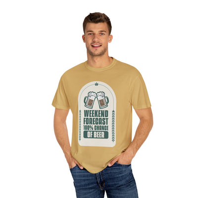 Weekend Forecast Beer T-Shirt | Unisex Garment-Dyed Tee for Beer Lovers, Perfect for Parties, Birthdays, and Casual Wear