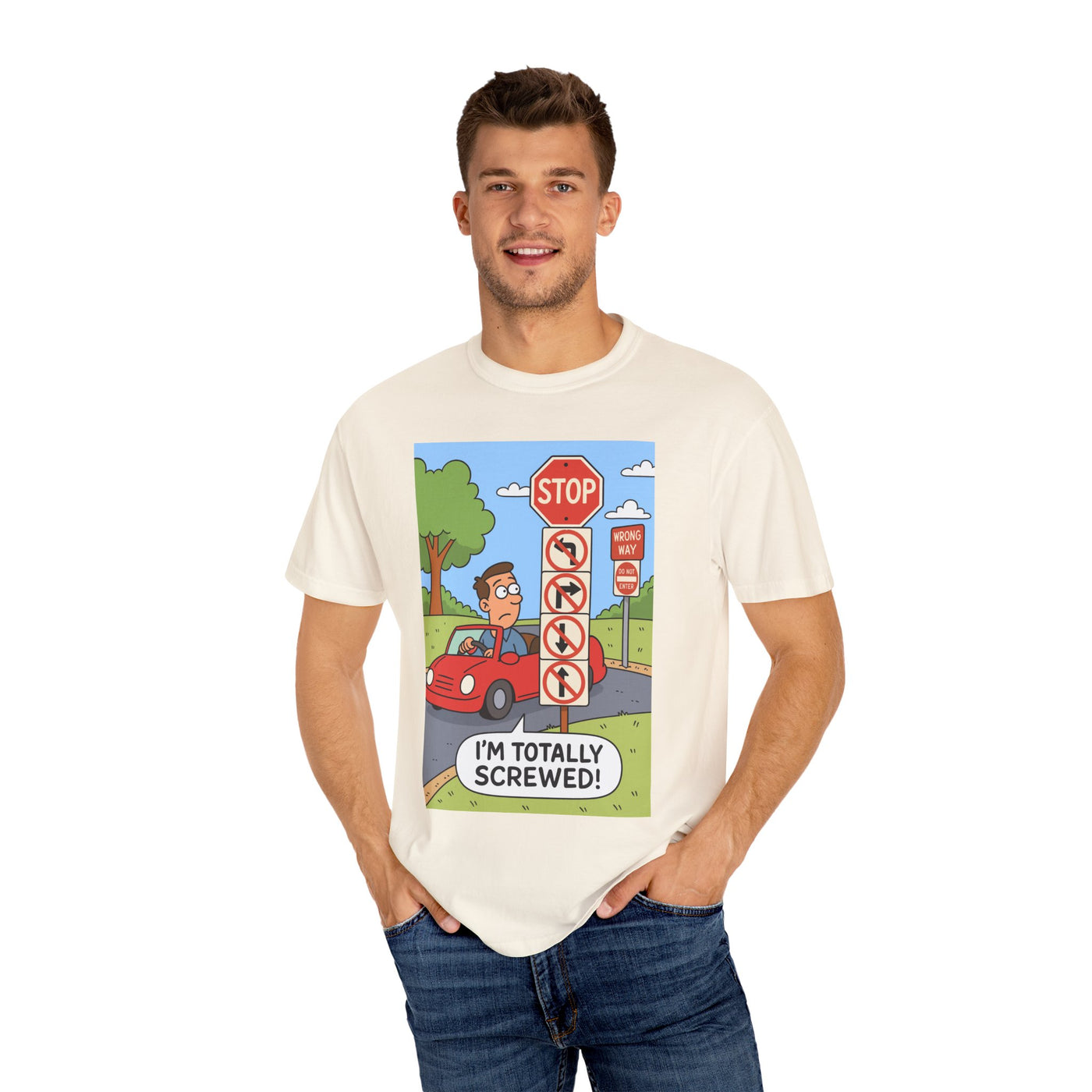 Funny Unisex T-shirt - I'm Totally Screwed, Humorous Tee, Gift for Drivers, Comical Car Shirt, Everyday Wear, Road Trip Apparel