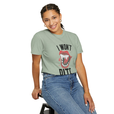 Fun Unisex 'I Won't Bite' T-Shirt for Halloween, Casual Wear, Graphic Tee, Gift for Friends, Statement Shirt