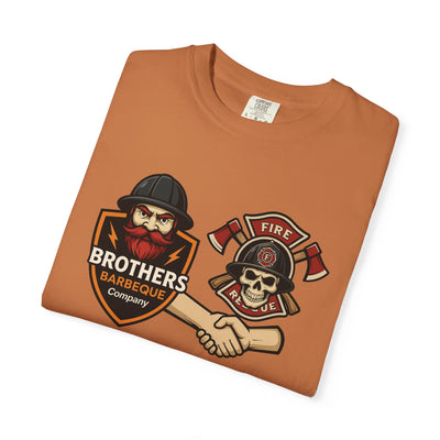 Brotherhood BBQ Humor T-Shirt, Unisex Casual Tee, Firefighter Appreciation, Friendship Gift, BBQ Lovers Shirt, Unique Graphic Tee
