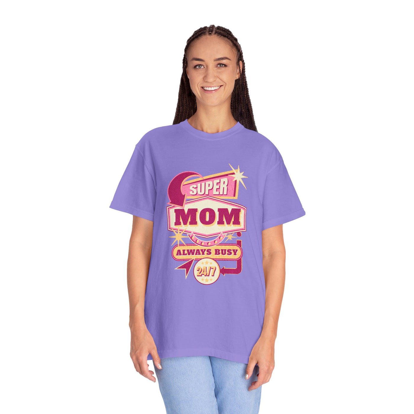 Super Mom Garment-Dyed T-Shirt, Mother's Day Gift, Funny Mom Tee, Busy Mom Apparel, Casual T-Shirt for Moms