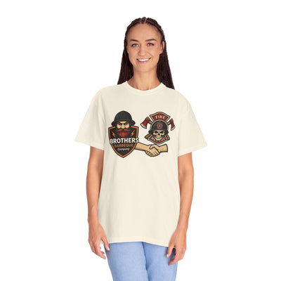 Brotherhood BBQ Humor T-Shirt, Unisex Casual Tee, Firefighter Appreciation, Friendship Gift, BBQ Lovers Shirt, Unique Graphic Tee