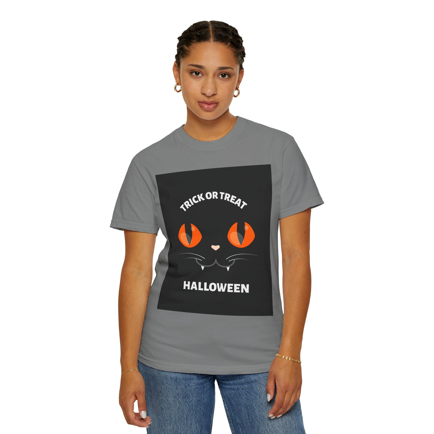 Halloween Cat T-Shirt, Unisex Trick or Treat Tee, Spooky Season Apparel, Cute Halloween Gift, Fall Festival Shirt, Cat Lover T-Shirt