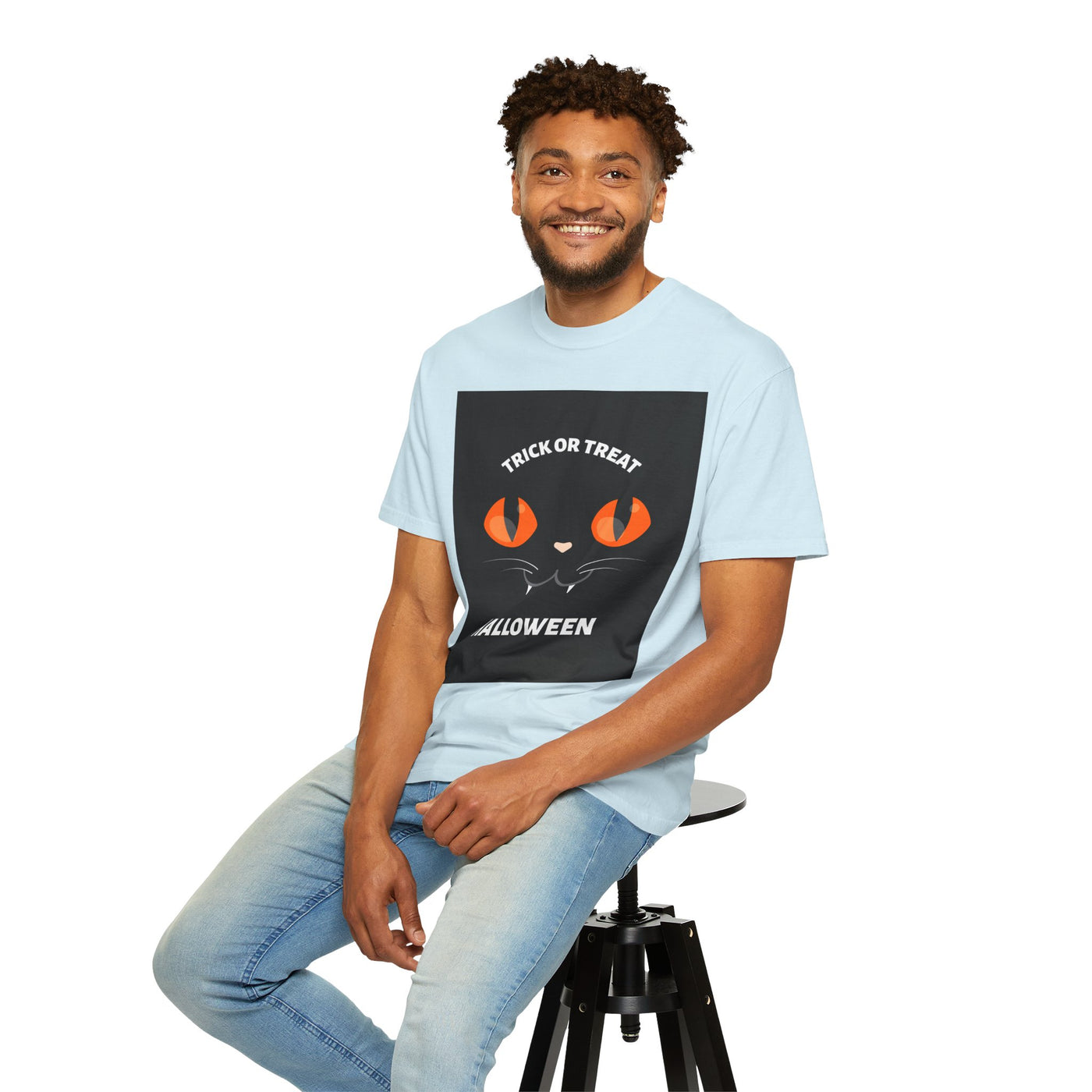 Halloween Cat T-Shirt, Unisex Trick or Treat Tee, Spooky Season Apparel, Cute Halloween Gift, Fall Festival Shirt, Cat Lover T-Shirt