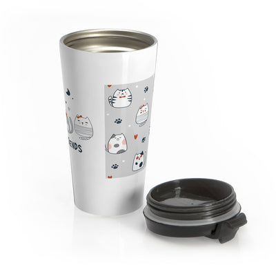 Cute Cat Friends Travel Mug | Purrfect Gift for Cat Lovers, Pet Owner Gift, Coffee Mug, Birthday Present, Animal Lover Gift