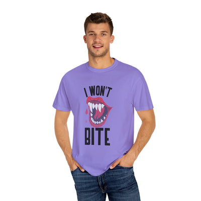Fun Unisex 'I Won't Bite' T-Shirt for Halloween, Casual Wear, Graphic Tee, Gift for Friends, Statement Shirt