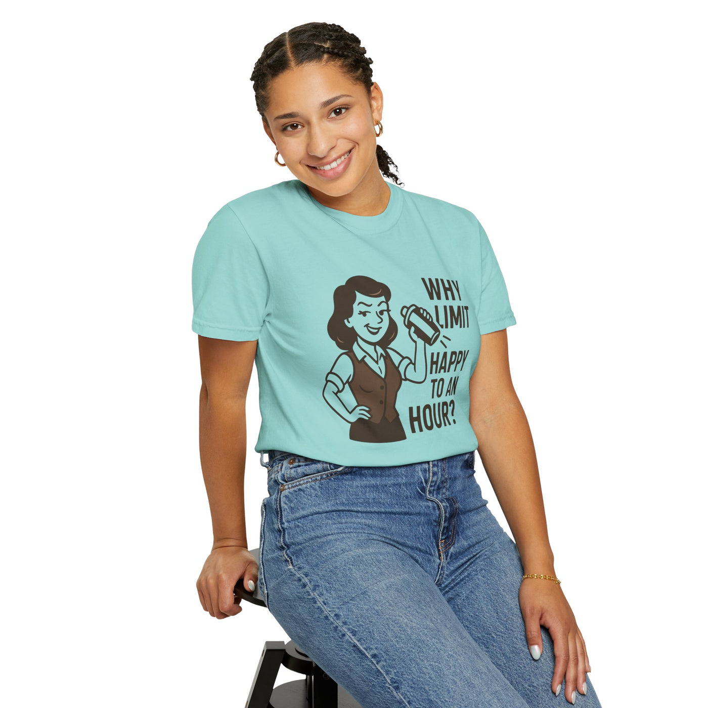 Why limit happy hour to an hour t-shirt, Chic Humor T-Shirt, Funny Shirt, Gift for Her, Casual Wear, Unisex Tee, Celebration Apparel