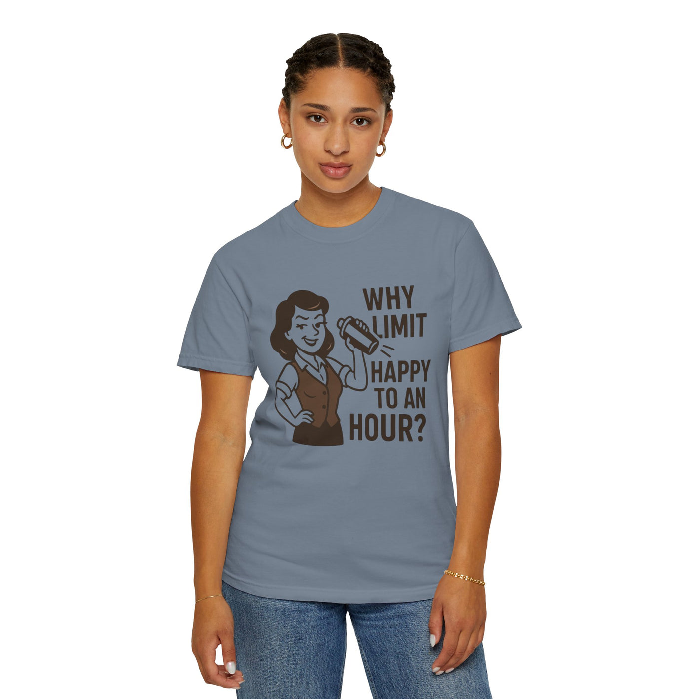 Why limit happy hour to an hour t-shirt, Chic Humor T-Shirt, Funny Shirt, Gift for Her, Casual Wear, Unisex Tee, Celebration Apparel