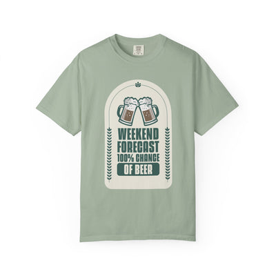 Weekend Forecast Beer T-Shirt | Unisex Garment-Dyed Tee for Beer Lovers, Perfect for Parties, Birthdays, and Casual Wear