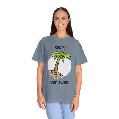 Salty But Sweet T-Shirt, Unisex Garment-Dyed Tee for Beach Lovers, Casual Summer Wear, Gift for Vacation, Ocean Vibes