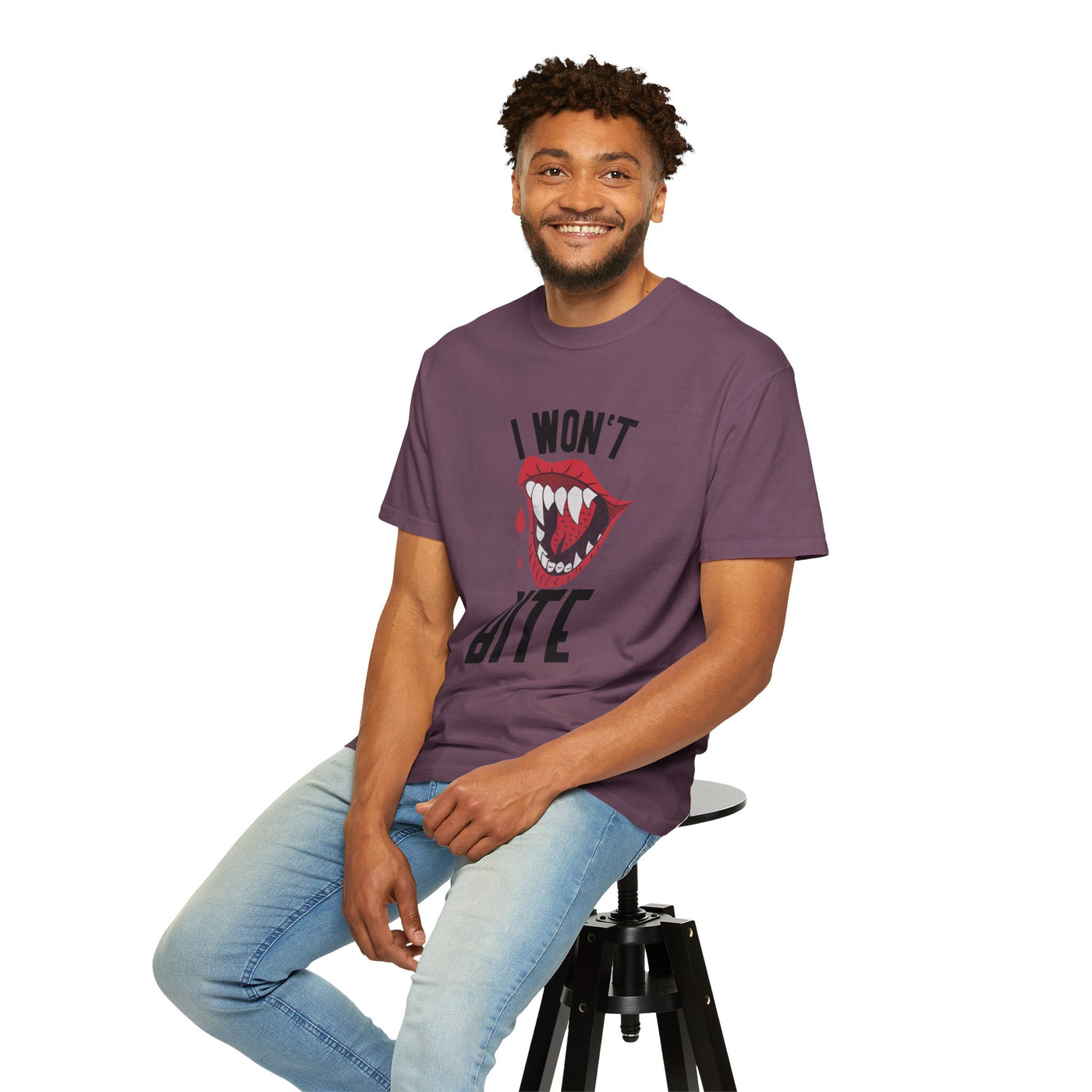 Fun Unisex 'I Won't Bite' T-Shirt for Halloween, Casual Wear, Graphic Tee, Gift for Friends, Statement Shirt