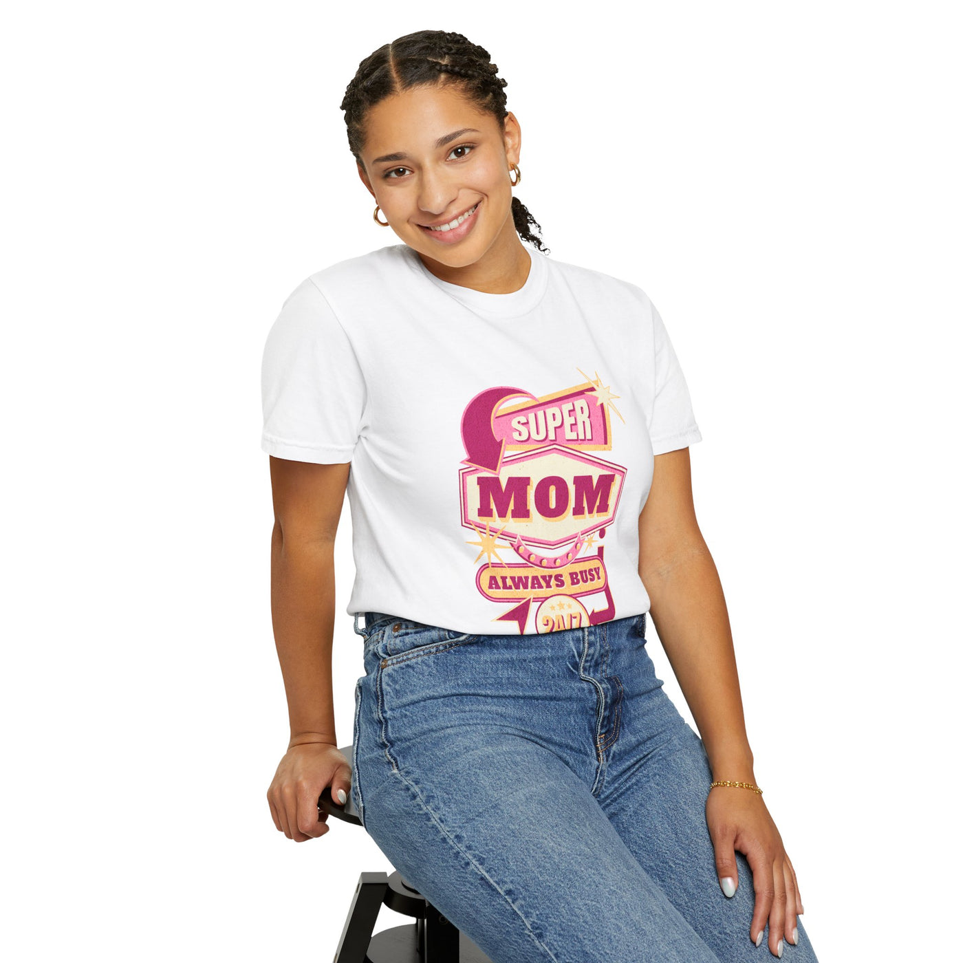 Super Mom Garment-Dyed T-Shirt, Mother's Day Gift, Funny Mom Tee, Busy Mom Apparel, Casual T-Shirt for Moms