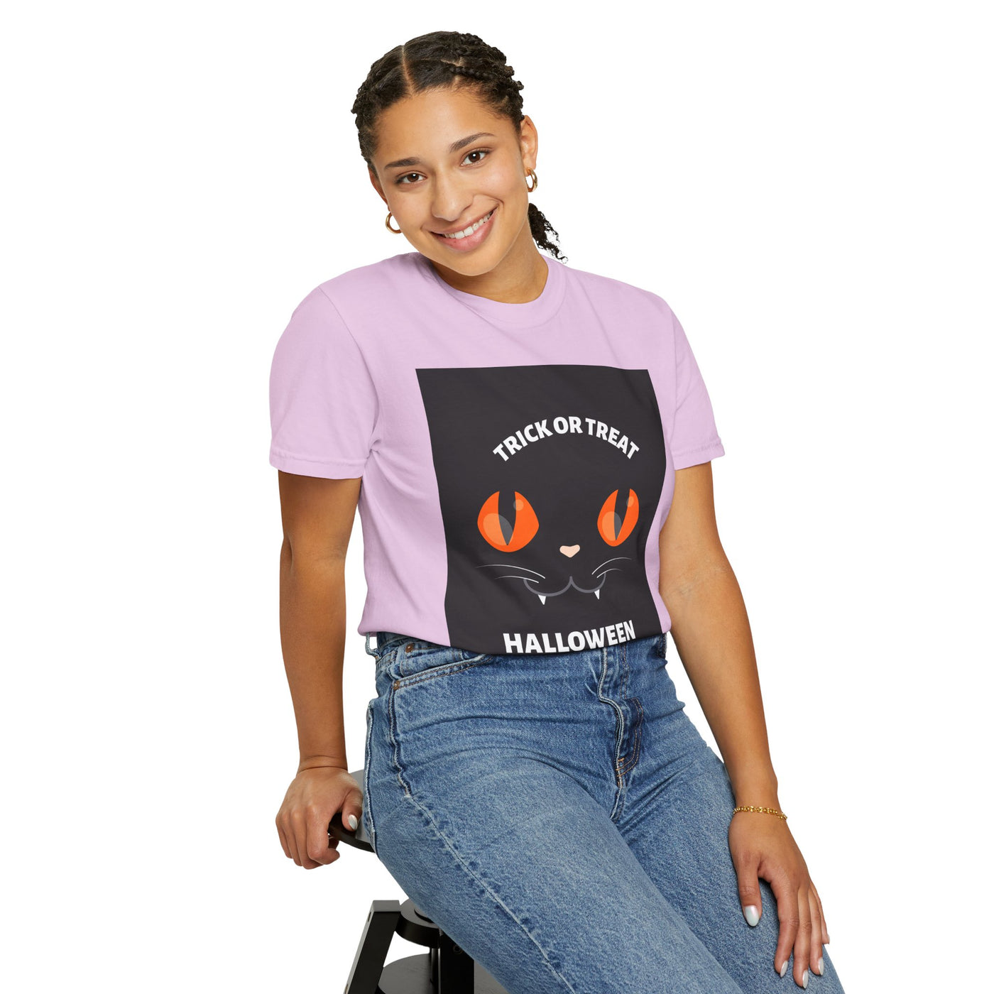 Halloween Cat T-Shirt, Unisex Trick or Treat Tee, Spooky Season Apparel, Cute Halloween Gift, Fall Festival Shirt, Cat Lover T-Shirt