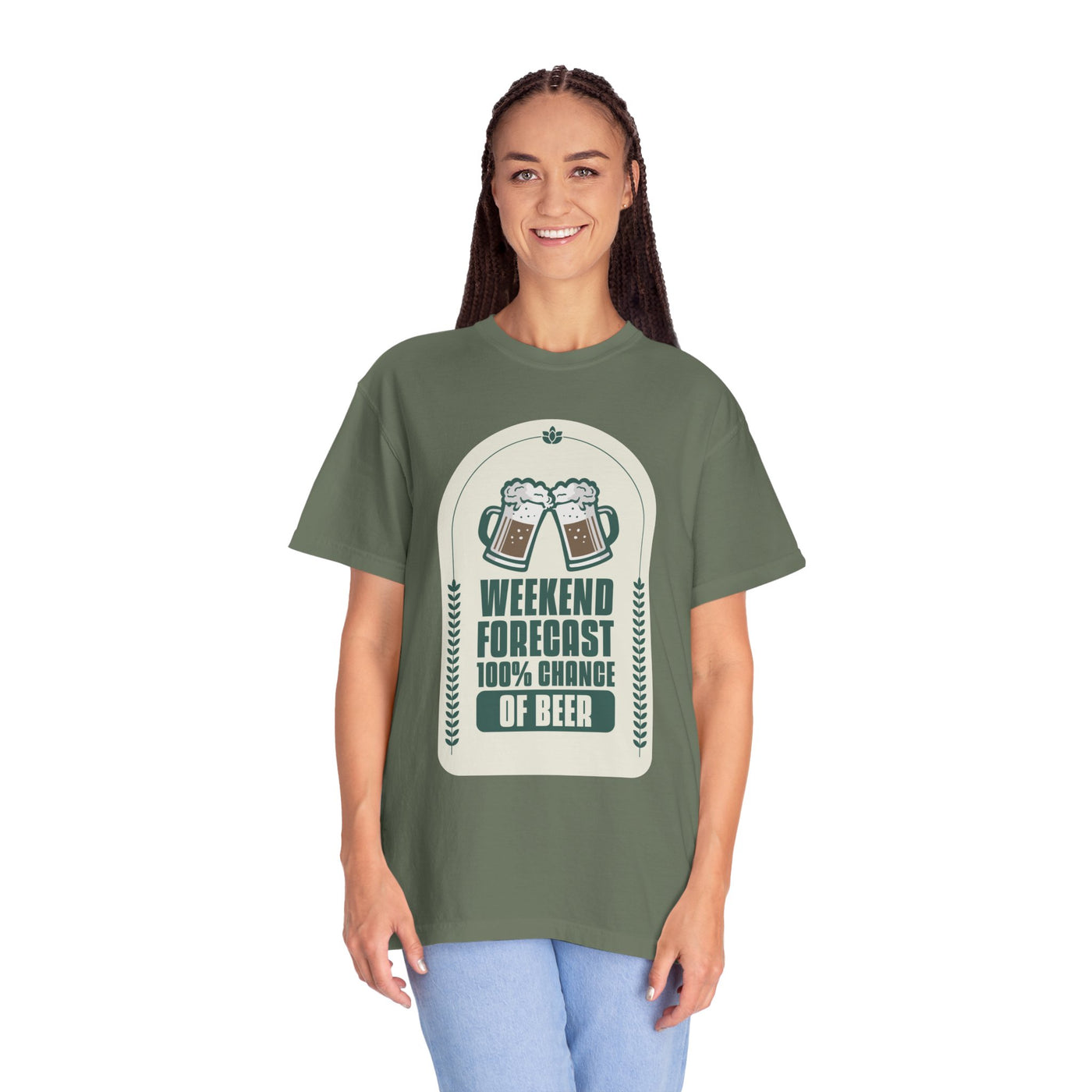 Weekend Forecast Beer T-Shirt | Unisex Garment-Dyed Tee for Beer Lovers, Perfect for Parties, Birthdays, and Casual Wear