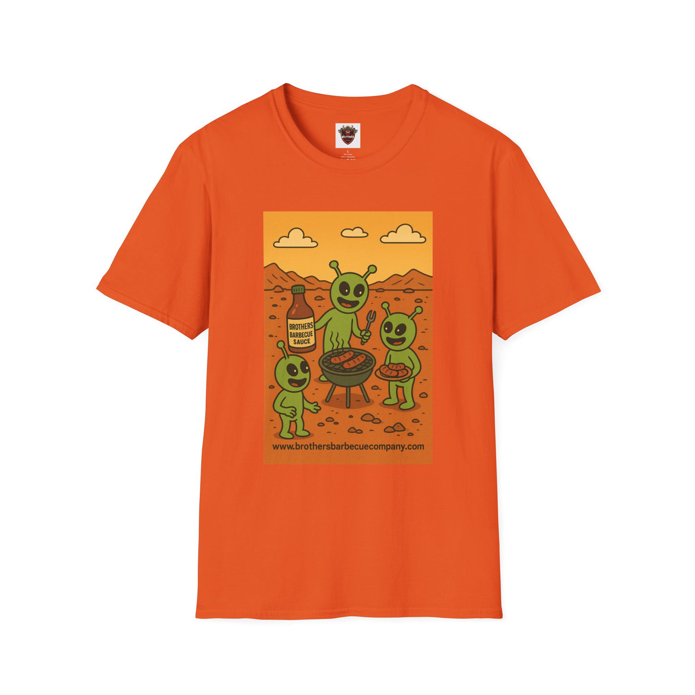 Alien BBQ Meat Party Unisex Softstyle T-Shirt, Funny Graphic Tee, Unique Gift, Summer Barbecue Wear, Casual Everyday Shirt, Fun Statement Top
