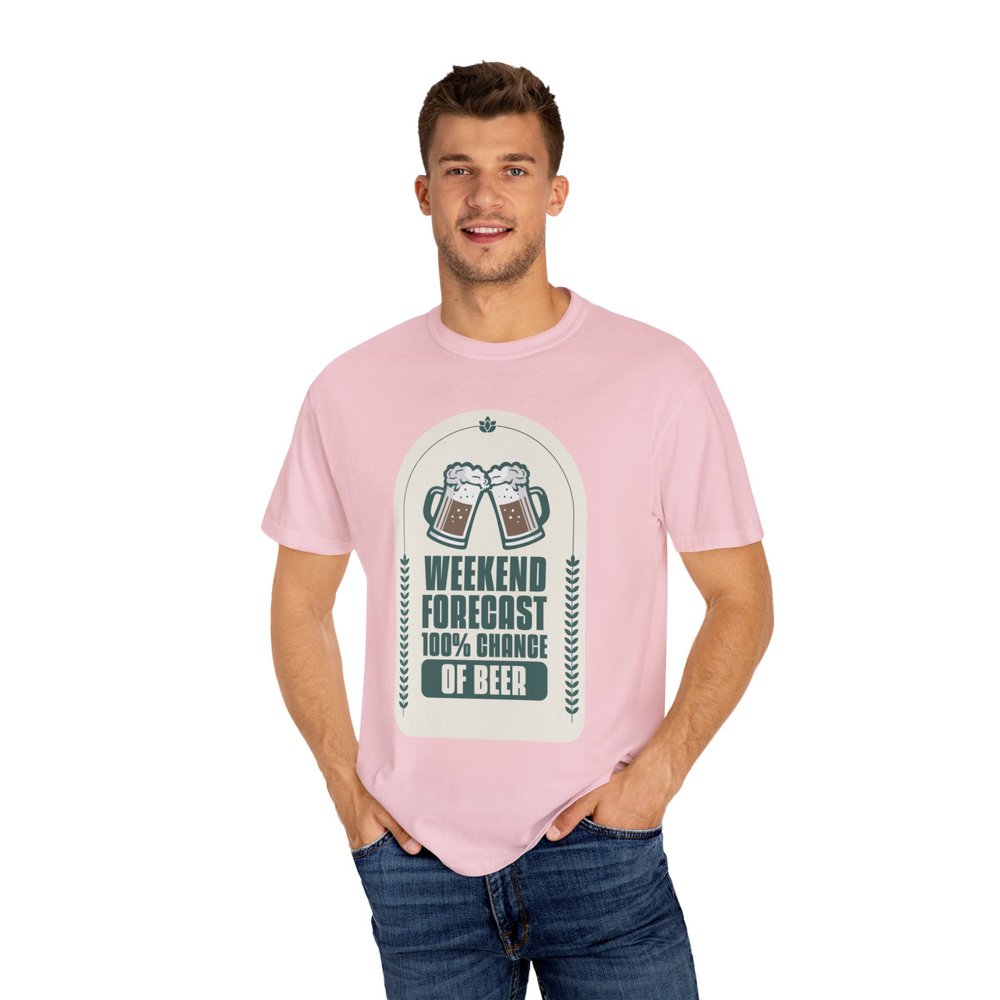 Weekend Forecast Beer T-Shirt | Unisex Garment-Dyed Tee for Beer Lovers, Perfect for Parties, Birthdays, and Casual Wear