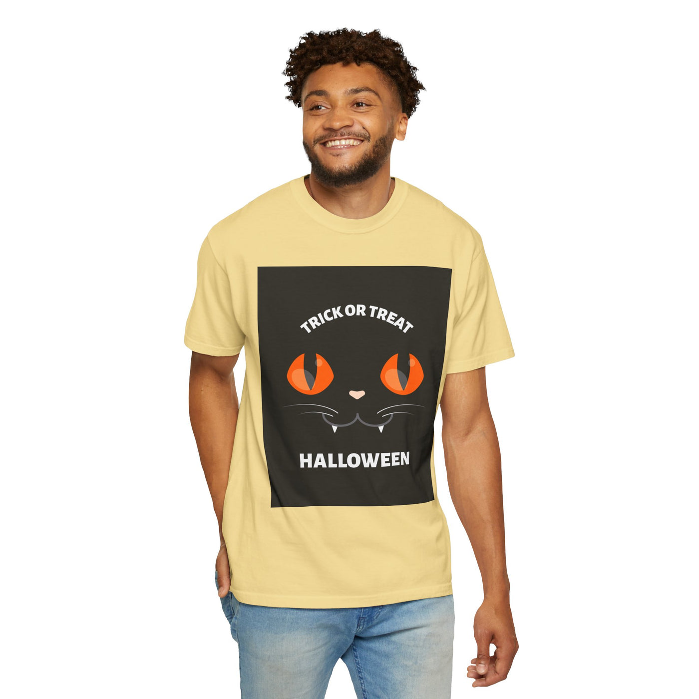 Halloween Cat T-Shirt, Unisex Trick or Treat Tee, Spooky Season Apparel, Cute Halloween Gift, Fall Festival Shirt, Cat Lover T-Shirt
