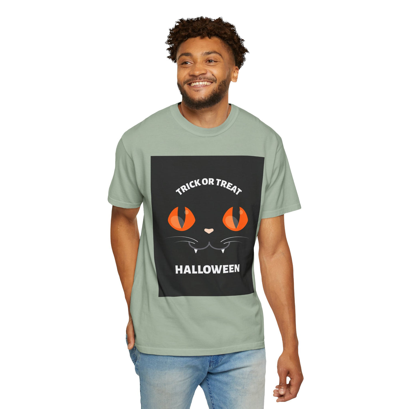 Halloween Cat T-Shirt, Unisex Trick or Treat Tee, Spooky Season Apparel, Cute Halloween Gift, Fall Festival Shirt, Cat Lover T-Shirt