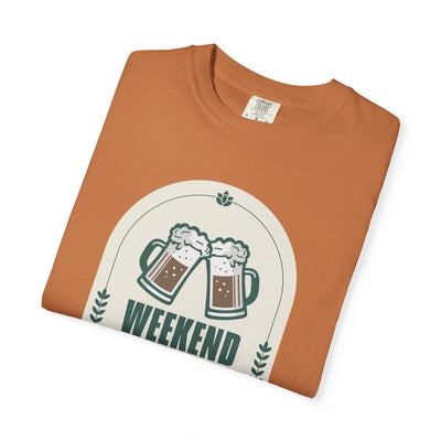 Weekend Forecast Beer T-Shirt | Unisex Garment-Dyed Tee for Beer Lovers, Perfect for Parties, Birthdays, and Casual Wear