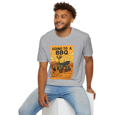 BBQ Rover Unisex Softstyle T-Shirt | Fun BBQ Shirt, Space Enthusiast Gift, Summer Picnic Wear, Mars Rover Shirt, Unique Graphic Tee