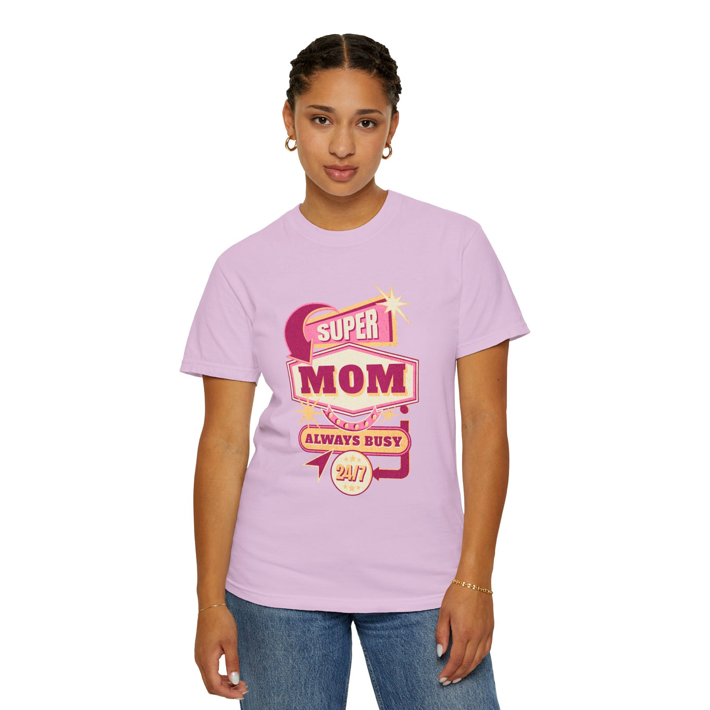 Super Mom Garment-Dyed T-Shirt, Mother's Day Gift, Funny Mom Tee, Busy Mom Apparel, Casual T-Shirt for Moms