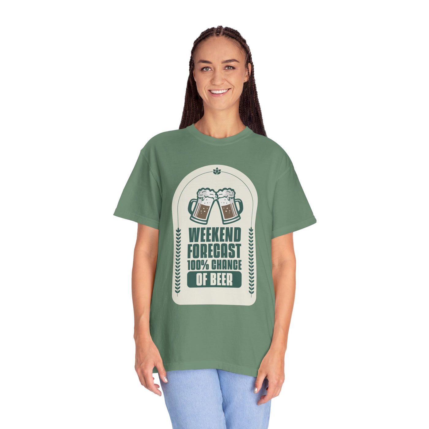 Weekend Forecast Beer T-Shirt | Unisex Garment-Dyed Tee for Beer Lovers, Perfect for Parties, Birthdays, and Casual Wear