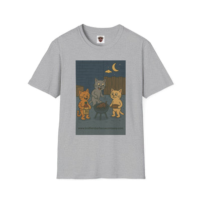 Cute Animal Campfire T-Shirt, Cozy Cat T-Shirt, Gifts for Cat Lovers, Unisex Softstyle Tee, Perfect for Camping or Outdoor Fun