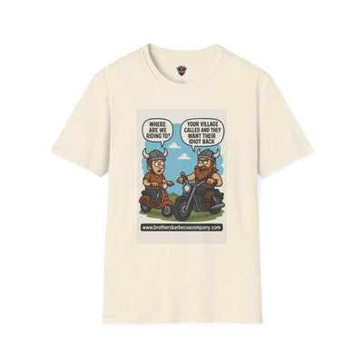 Funny Viking Bikers BBQ T-Shirt, Unisex Softstyle Tee, Gift for Grill Lovers, Casual Wear, Humor Shirt, Summer BBQ Party